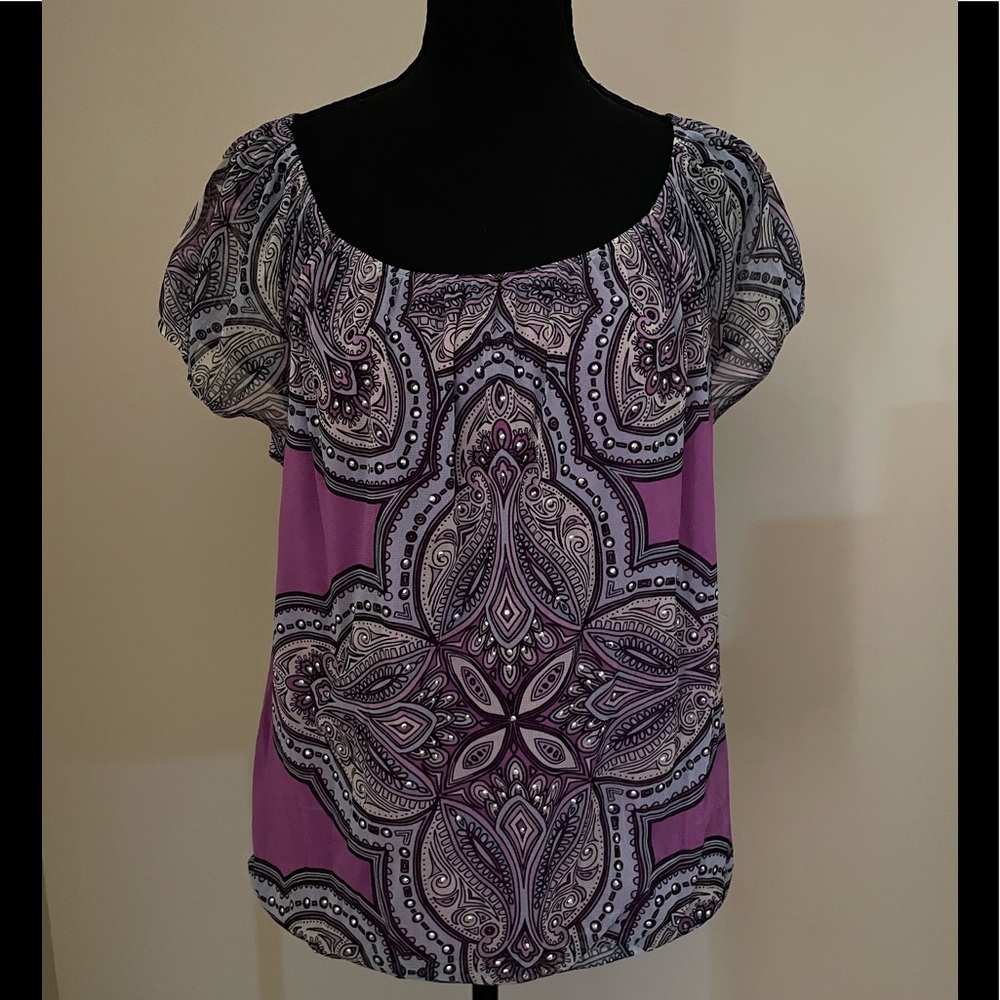 INC scooped neck studded top.